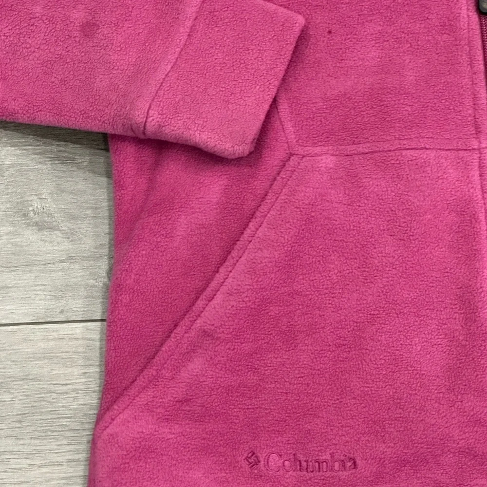 Columbia Girls Kids Youth Medium Full Zip Fleece Jacket Hoodie Kangaroo Pocket